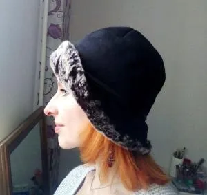 Шапка дублёнка НОВАЯ СТИЛЬНАЯ Чёрная+серая