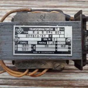 Трансформатор 220,380-36V  1,6A  50VA  чехословакия, с предохранителем