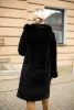 Пальто Мехофф женское 48 L черное натуральный мех