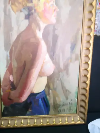 ПОЛУОБНАЖЕННАЯ. Брестский художник Фетисов И.Я. 53*32 см. 1977 г. холст.