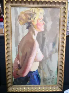 ПОЛУОБНАЖЕННАЯ. Брестский художник Фетисов И.Я. 53*32 см. 1977 г. холст.