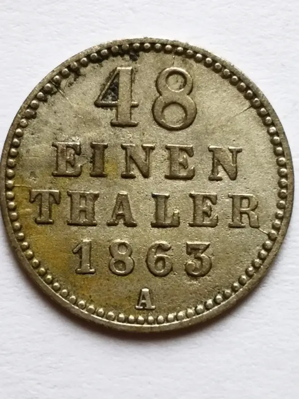 1/48 талера 1863 г. Серебро. Германия. Мекленбург-Шверин