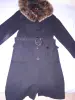 Пальто с капюшоном и натуральным мехом, 46 размер