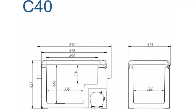 Alpicool C40 компрессорный (фреоновый) автохолодильник 40L 12V/24V