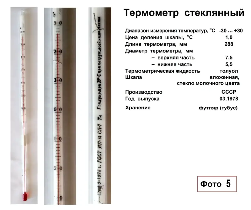 Термометры стеклянные различного назначения