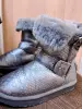 Серебристо-серые утепленные зимние ботинки со встроенным теплым мехом