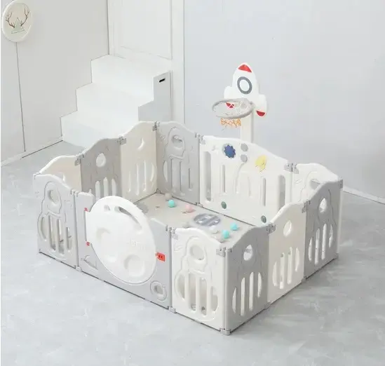 Игровой манеж UNIX kids SUPREME Space 200x200 Grey с качелями