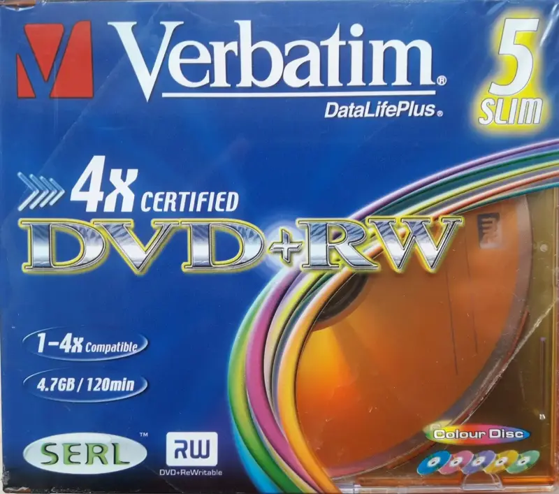 Чистые диски DVD+/-RW, 4х Verbatim (Slim) запечатанные