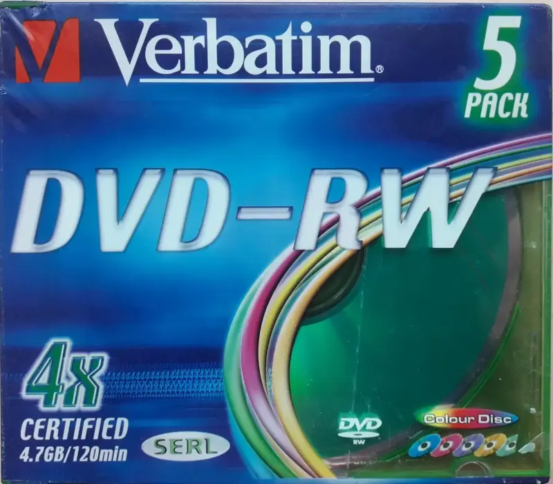 Чистые диски DVD+/-RW, 4х Verbatim (Slim) запечатанные