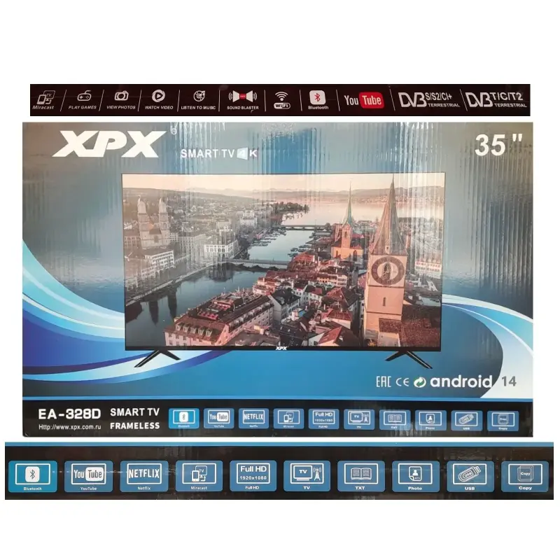 Смарт телевизор 35'' XPX EA-328D Full HD Android 14 + голосовое управление