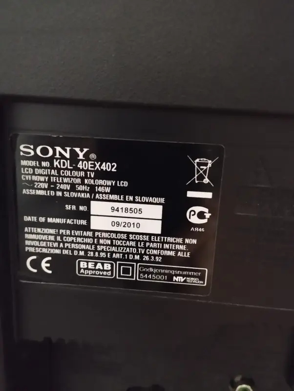 Телевизор SONY BRAVIA  40 дюймов диагональ101 см на запчасти