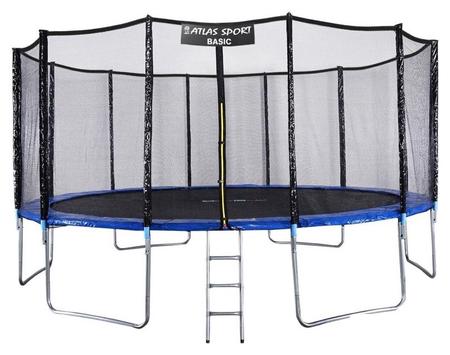 Батут Atlas Sport 490 см - 16ft Basic (с лестницей, внешняя сетка, синий)