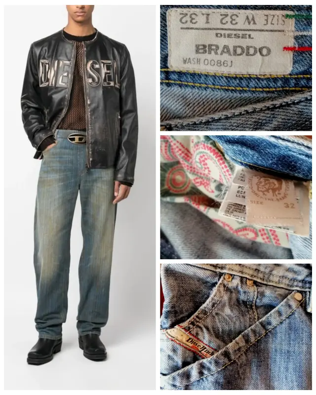 Джинсы Оригинал Diesel BRADDO Pants Широкие Винтаж