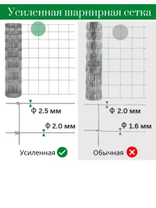 Сетка шарнирная усиленная 1625/15/150 мм d-2/2.5мм