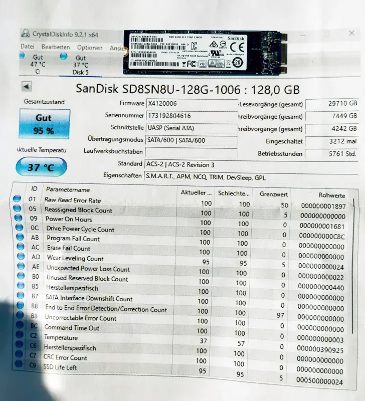 Накопитель SSD SanDisk, 128 Gb