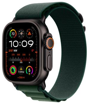 Apple Watch Ultra 2 (2024) LTE 49 мм чёрный титановый корпус/темно-зеленый текстильный ремешок - M (MX4R3)