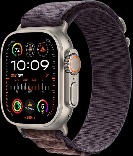 Apple Watch Ultra 2 LTE 49 мм (титановый корпус, титановый/индиго, текстильный ремешок) MRET3