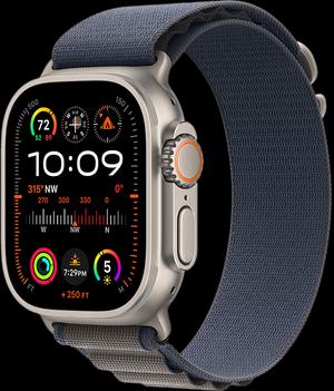 Apple Watch Ultra 2 LTE 49 мм (титановый корпус, титановый/синий, текстильный ремешок) MREP3