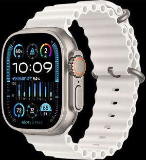 Apple Watch Ultra 2 LTE 49 мм (титановый корпус, титановый/белый, ремешок из эластомера) MREJ3
