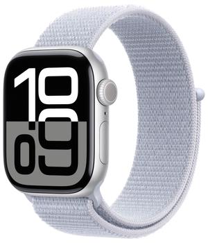 Apple Watch Series 10 42 мм (алюминиевый корпус, серебристый/голубой, нейлоновый ремешок) MWWD3