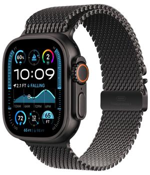 Apple Watch Ultra 2 (2024) LTE 49 мм черный титановый корпус/черный ремешок миланская петля - S (MX4W3)