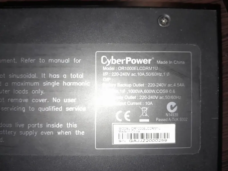 ИБП стоечный CyberPower OR1000ELCDRM1U