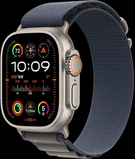 Apple Watch Ultra 2 LTE 49 мм (титановый корпус, титановый/синий, текстильный ремешок) MREP3