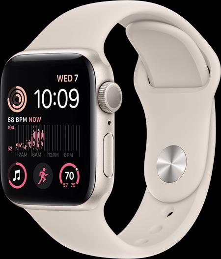 Apple Watch SE 2 44мм, алюминий цвета  сияющая звезда , ремешок цвета  сияющая звезда , MNJX3