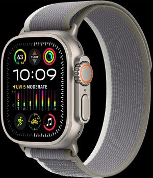 Apple Watch Ultra 2 LTE 49 мм (титановый корпус, титановый/серо-зеленый, нейлоновый ремешок) MRF43