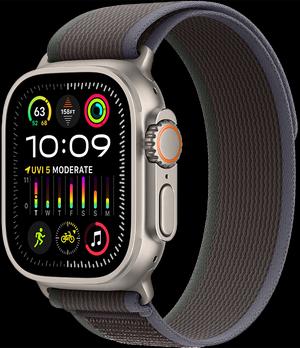 Apple Watch Ultra 2 LTE 49 мм (титановый корпус, титановый/черно-синий, нейлоновый ремешок) MRF63