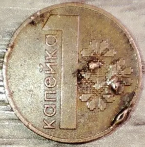 1 копейка 2009 РБ вздутие плакировки