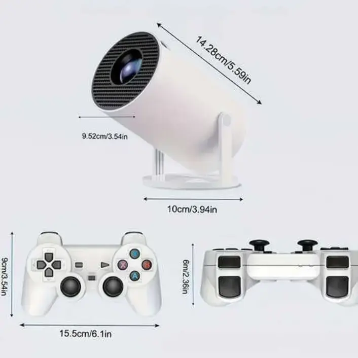 Портативный WiFi 3D Кино игровой проектор HY300 +игры, беспроводные джойстики, Android 11, USB, HDMI, пульт д/у, 20.000 игр+ (psp, ps1, gba, nes, sega