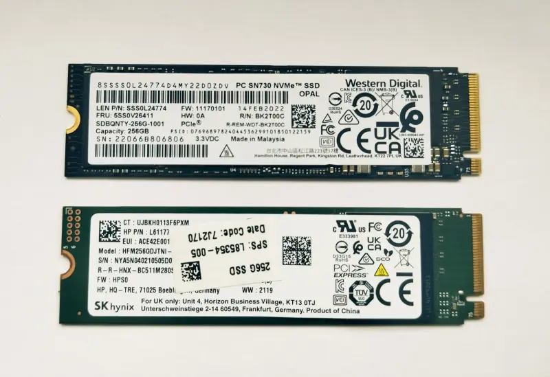 Накопитель SSD M.2 NVMe SKHynix, WDC, 256Gb, 100% здоровья