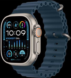 Apple Watch Ultra 2 LTE 49 мм (титановый корпус, титановый/синий, ремешок из эластомера) MREG3