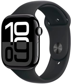 Apple Watch Series 10 42 мм (алюминиевый корпус, черный/черный, спортивный силиконовый M/L) MWWF3