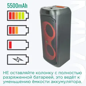 Мощная 1200 Вт караоке Bluetooth колонка Mivo MD-653 + 2 микрофона