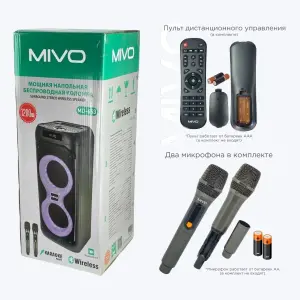 Мощная 1200 Вт караоке Bluetooth колонка Mivo MD-653 + 2 микрофона