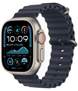 Apple Watch Ultra 2 (2024) LTE 49 мм природный титановый корпус/темно-синий ремешок из эластомера (MX4D3)