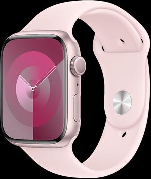 Apple Watch Series 9 45 мм (алюминиевый корпус, розовый/розовый спортивный силиконовый) MR9H3