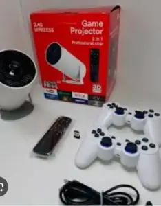 Портативный WiFi 3D Кино игровой проектор HY300 +игры, беспроводные джойстики, Android 11, USB, HDMI, пульт д/у, 20.000 игр+ (psp, ps1, gba, nes, sega