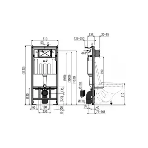 Инсталляция Alcadrain для подвесного унитаза AM101/1120-BL-01
