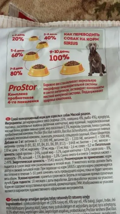 Корм для собак SIRIUS 15 кг