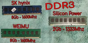 Оперативная память 3 планки DDR3: 2х8Гб и 1х2Гб