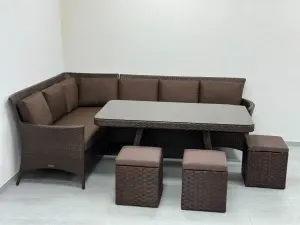 Комплект угловой уличный садовой мебели из ротанга