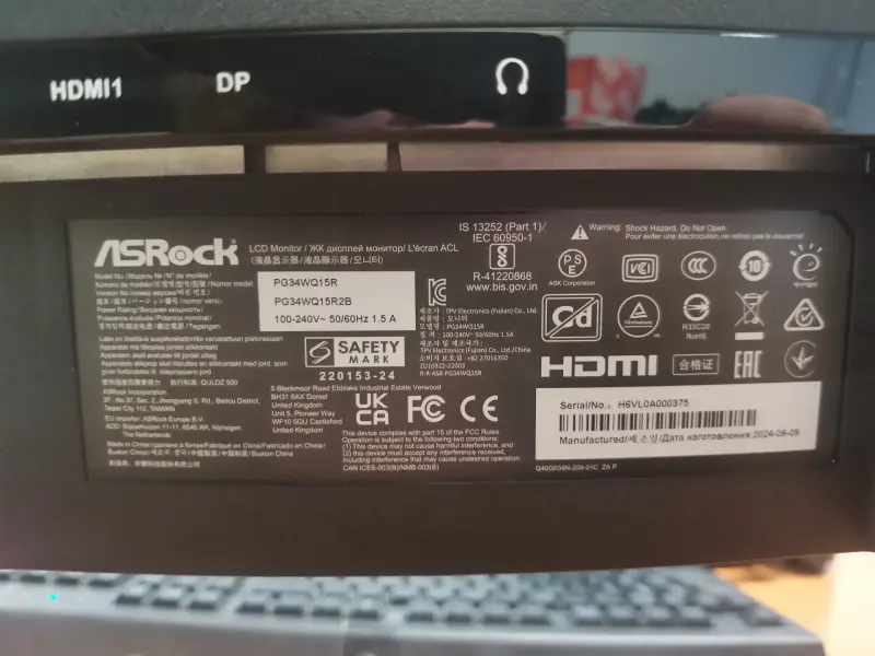 Монитор ASRock Phantom Gaming PG34WQ15R2B