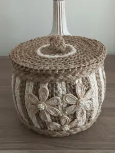 Корзинка-бочонок из джута