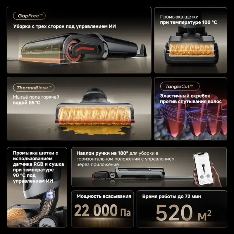 Вертикальный пылесос с влажной уборкой Dreame H40 Ultra