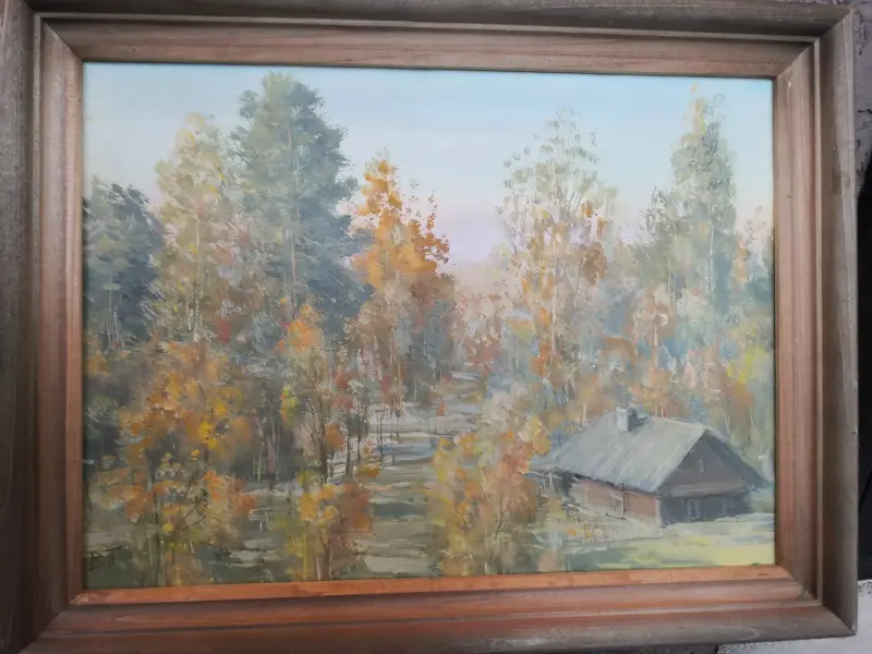 Картина . ОКТЯБРЬ. картон. масло. 30*40 см. Пепеляев В. Н. 2016 г.