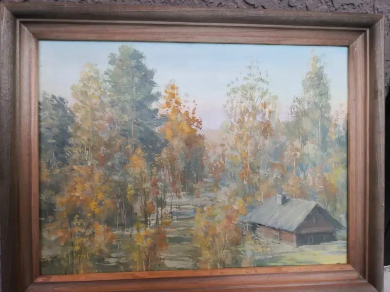 Картина . ОКТЯБРЬ. картон. масло. 30*40 см. Пепеляев В. Н. 2016 г.