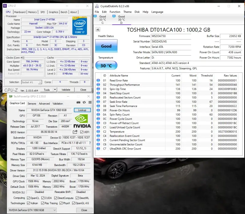 PC ИГРОВОЙ i7 4770K/RAM 16GB/1Tb/SSD/GTX 1060 6Gb